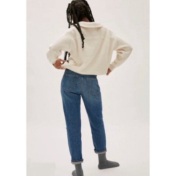 Everlane The Summer Jean Size 29 Regular Blue Wash Straight Leg Distressed Ankle - Picture 12 of 12